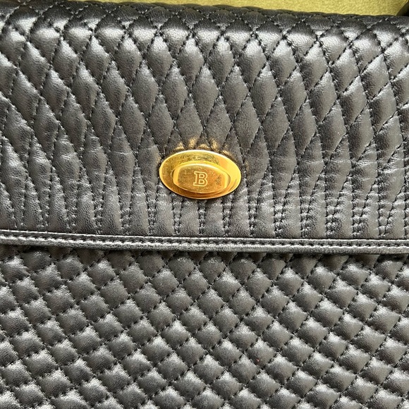VTG Bally Black Quilted Leather Satchel Gold Hardware - Picture 12 of 13